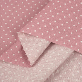 WHITE DOTS / Flamingo Pink - Cotton woven fabric