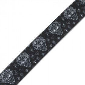 Woven printed elastic band - SKULLS CONTOUR / garland (DIA DE LOS MUERTOS) / Choice of sizes
