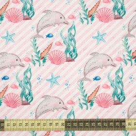 DOLPHIN pat. 4 (MAGICAL OCEAN) - SINGLE JERSEY PANORAMIC PANEL (60cm x 155cm)