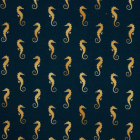 GOLDEN SEAHORSES (GOLDEN OCEAN)  - looped knit fabric