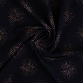 GOLDEN COMPASSES (GOLDEN OCEAN) / dark blue - looped knit fabric