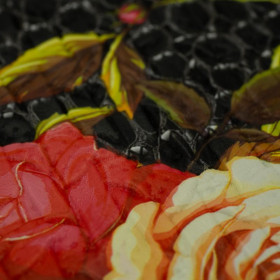 ROSES / black snakeskin (46 cm x 50 cm) - thick pressed leatherette