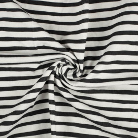 STRIPES - BLACK AND WHITE (BIRDS IN LOVE) - single jersey with elastane 