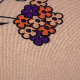 PAINTED FLOWERS / pink - viscose woven fabric