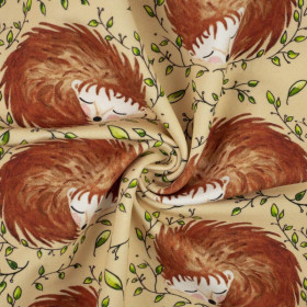50cm SLEEPING HEDGEHOGS (SLEEPING ANIMALS) / sand  - organic looped knit fabric