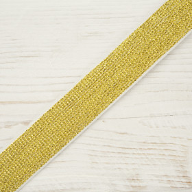Elastic flat with a metalic thread WHITE 20 mm - gold