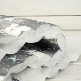 TEDDIES AND STARS / dark grey (MAGICAL CHRISTMAS FOREST) - nylon fabric quilted in stripes
