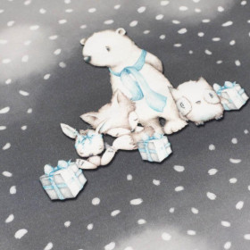 CHILDREN'S PAJAMAS " MIKI" - MAGICAL FRIENDS / WHITE TRACES / dark grey (MAGICAL CHRISTMAS FOREST) - sewing setc