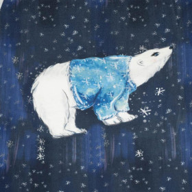 CHILDREN'S PAJAMAS " MIKI" - WHITE BEAR IN SWEATER / navy (ENCHANTED WINTER) - sewing set