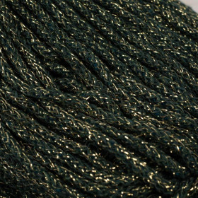 Strings cotton 5mm - bottled green with gold thread