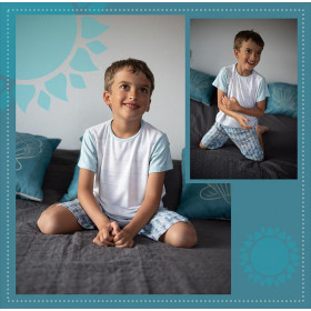 CHILDREN'S PAJAMAS "ADA" - BLUE WHALES (THE WORLD OF THE OCEAN) - sewing set