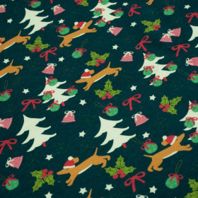 DOGS WITH CHRISTMAS TREES - thick looped knit 