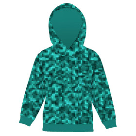 KID'S HOODIE (ALEX) - PIXELS pat. 2 / sea blue - sewing set