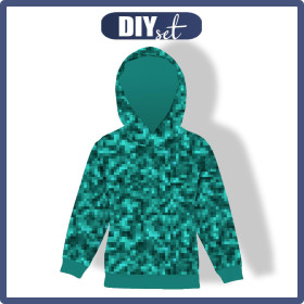 KID'S HOODIE (ALEX) - PIXELS pat. 2 / sea blue - sewing set