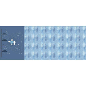 PENGUIN ON  BEAR / winter sky (ENCHANTED WINTER) - panoramic panel looped knit 