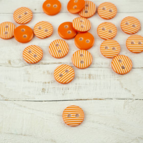 Plastic button with stripes small - orange