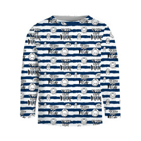 Longsleeve  - POTWORNIE FAJNY DZIECIAK / DARK BLUE STRIPES (SCHOOL DRAWINGS) - sewing set