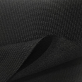 BLACK - Ribbed Cotton Sweater Knit Fabric