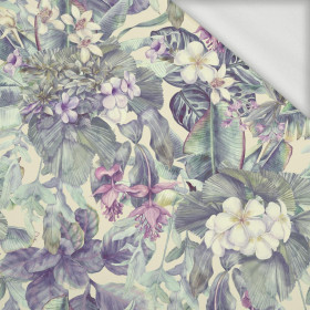 PURPLE FLORAL - looped knit fabric