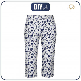 Pajamas-cropped pants "LINDA" - HEARTS / navy - sewing set
