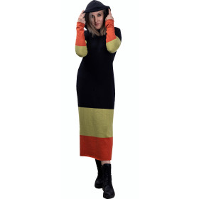 PANEL emery sweater knit. 140x180cm - STRIPES BLACK-BRICK-LIME 