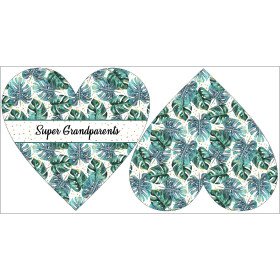 DECORATIVE PILLOW HEART - Super Grandparents / MONSTERA pat. 4 / white