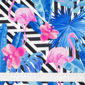 TROPICAL FLAMINGOS - Waterproof woven fabric