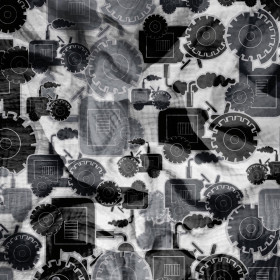 TRACTORS / gray - Cotton muslin
