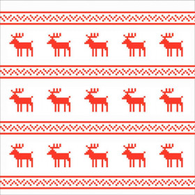 CUSHION PANEL - REINDEERS / red stripes