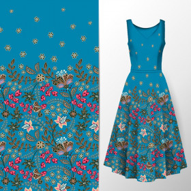 FLOWERS (pattern no. 3 pink) / blue - dress panel TE210