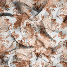 KINGFISHERS AND LILACS (KINGFISHERS IN THE MEADOW) / peach fuzz - Cotton muslin