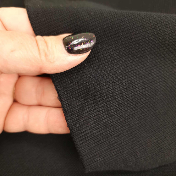 Exclusive Sweater-Knit Sweatshirt Fabric "Margot" - BLACK  (D-16)