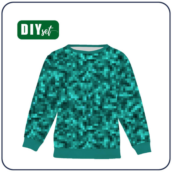 CHILDREN'S (NOE) SWEATSHIRT - PIXELS pat. 2 / sea blue - sewing set