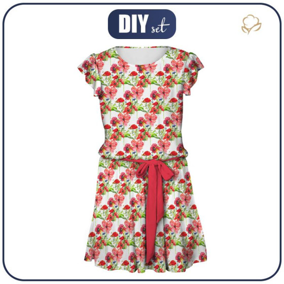 DRESS "EMMA" - POPPIES PAT. 2 (IN THE MEADOW) - Viscose jersey with elastane