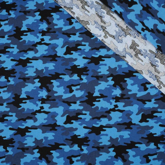 MINI CAMOUFLAGE / blue - POPLIN 100% cotton 