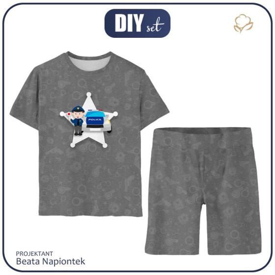 CHILDREN'S PAJAMAS "ADA" - POLICE OFFICER / dark grey - sewing set