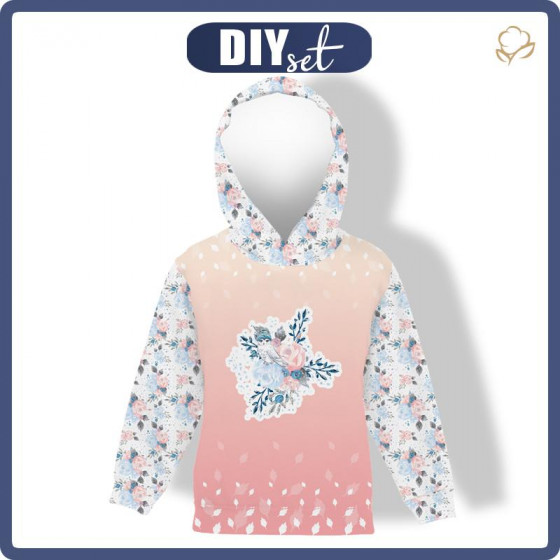 KID'S HOODIE (ALEX) - ICE FLOWER BOUQUET/ ombre (ENCHANTED WINTER) - sewing set
