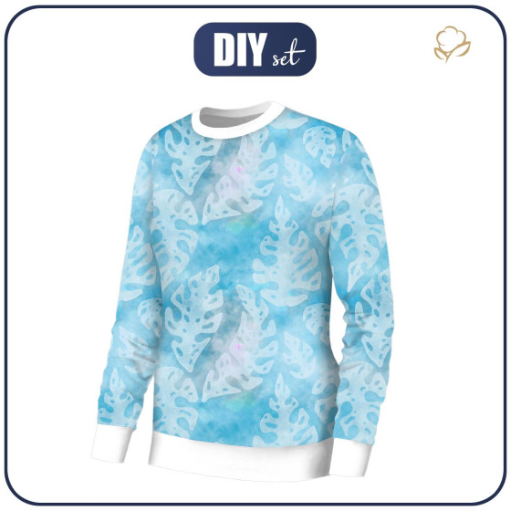 WOMEN'S SWEATSHIRT (HANA) BASIC - BLUE MONSTERA - sewing set