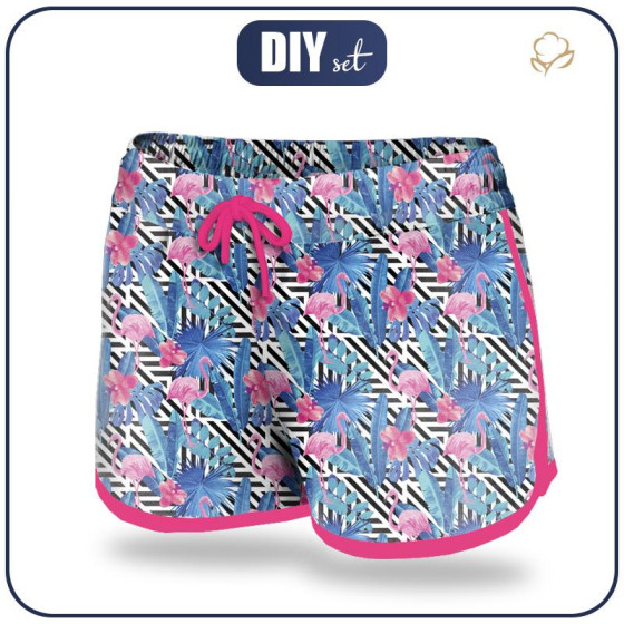 Women’s boardshorts - TROPICAL FLAMINGOS - sewing set