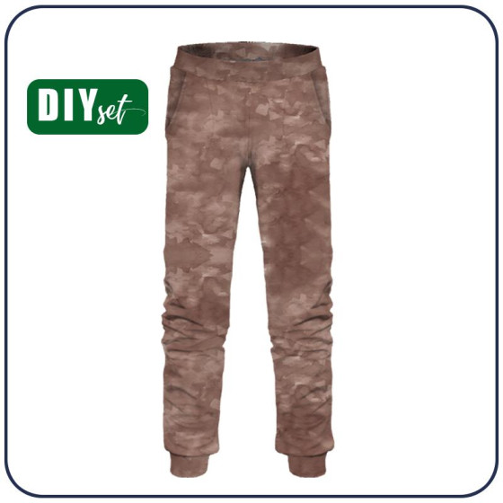 CHILDREN'S JOGGERS (LYON) - CAMOUFLAGE pat. 2 (brown) - looped knit fabric