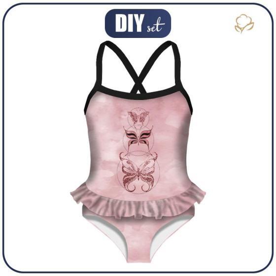 Girl's swimsuit - BUTTERFLIES MIX PAT. 4 (GLITTER BUTTERFLIES)