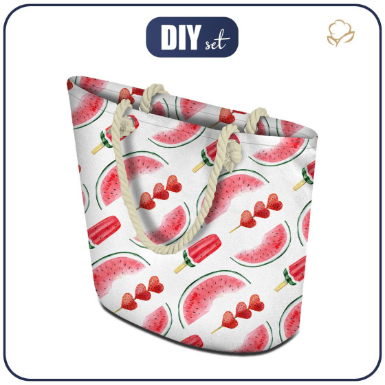 TOTE BAG - ICE CREAM AND WATERMELONS - sewing set