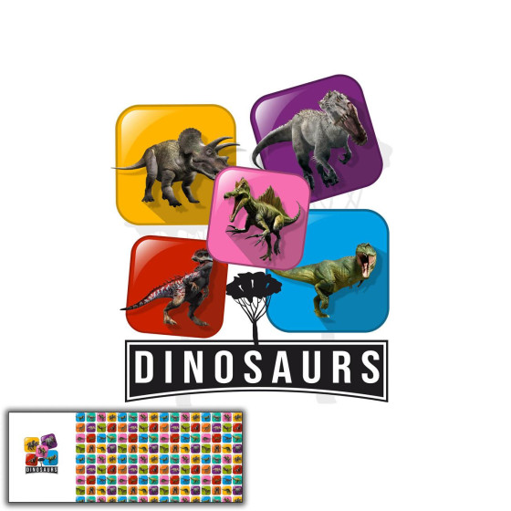 DINO TILES PAT. 2 / pink - PANORAMIC PANEL (60 x 155cm)