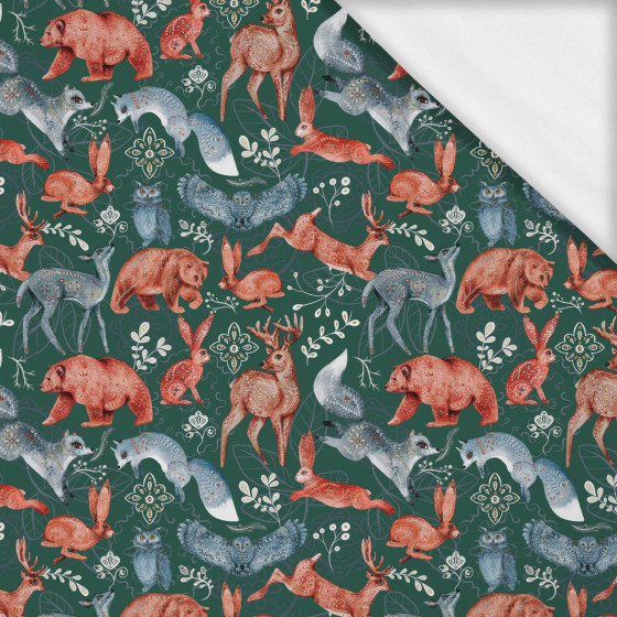 FOLK ANIMALS pat. 1 / bottle green (FOLK FOREST)- single jersey with elastane ITY