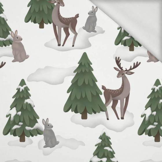 DEERS AND BUNNIES (IN THE SANTA CLAUS FOREST) - looped knit fabric