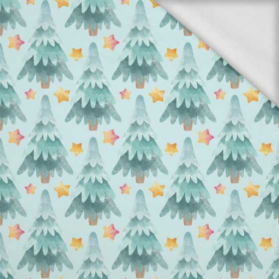 STARS IN CHRISTMAS TREES (CHRISTMAS PENGUINS) - looped knit fabric
