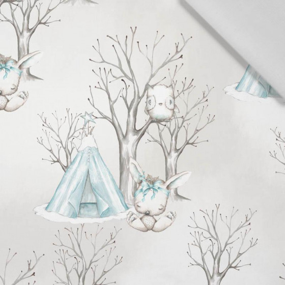 ANIMALS IN TIPI / TREES (MAGICAL CHRISTMAS FOREST) - Cotton woven fabric