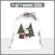 SANTA WITH A BAG OF PRESENTS (IN THE SANTA CLAUS FOREST) - Cotton woven fabric panel / Choice of sizes