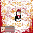 PENGUIN SANTA 2.0 / red - PANORAMIC PANEL (60 x 150cm)
