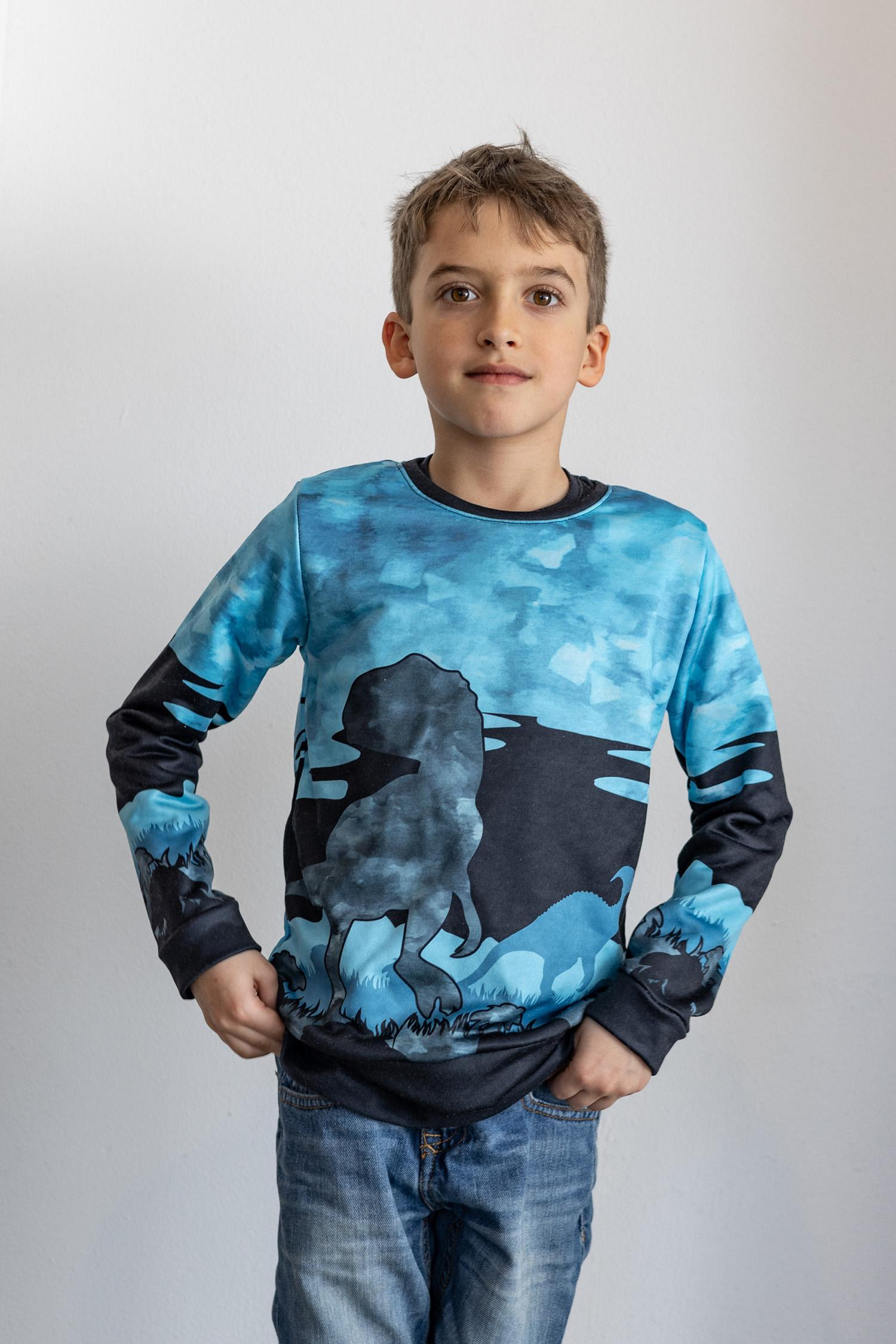 KINDER SWEATSHIRT (NOE) - DINOSAURIER / CAMOUFLAGE - Sommersweat mit Elastan ITY